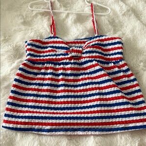 Old Navy Red and White Smocked Camisole